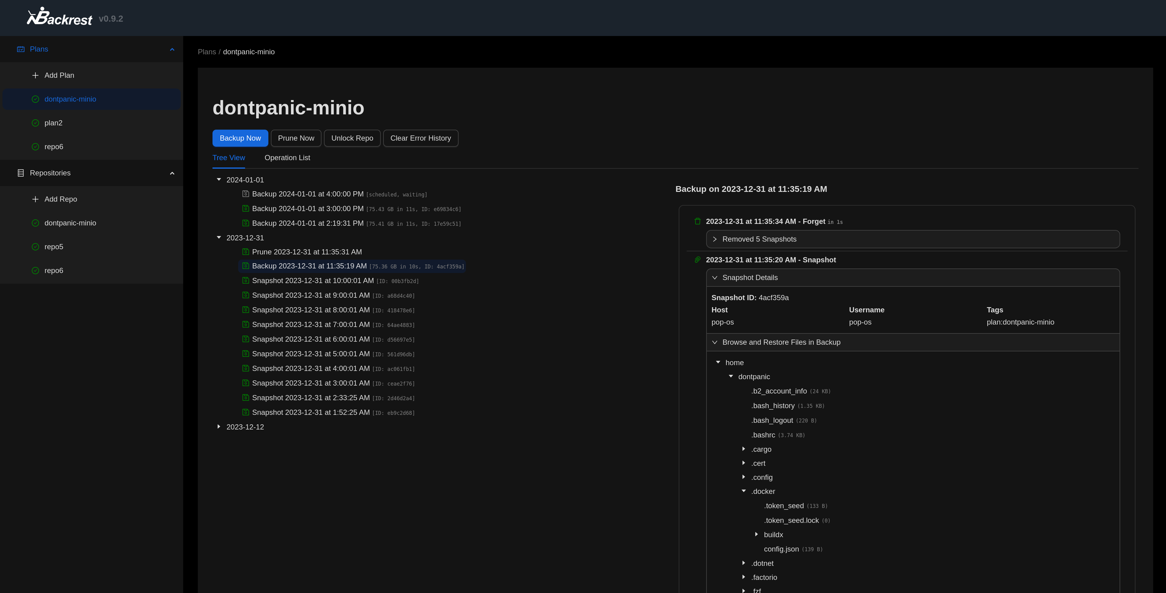 Backrest screenshot 1