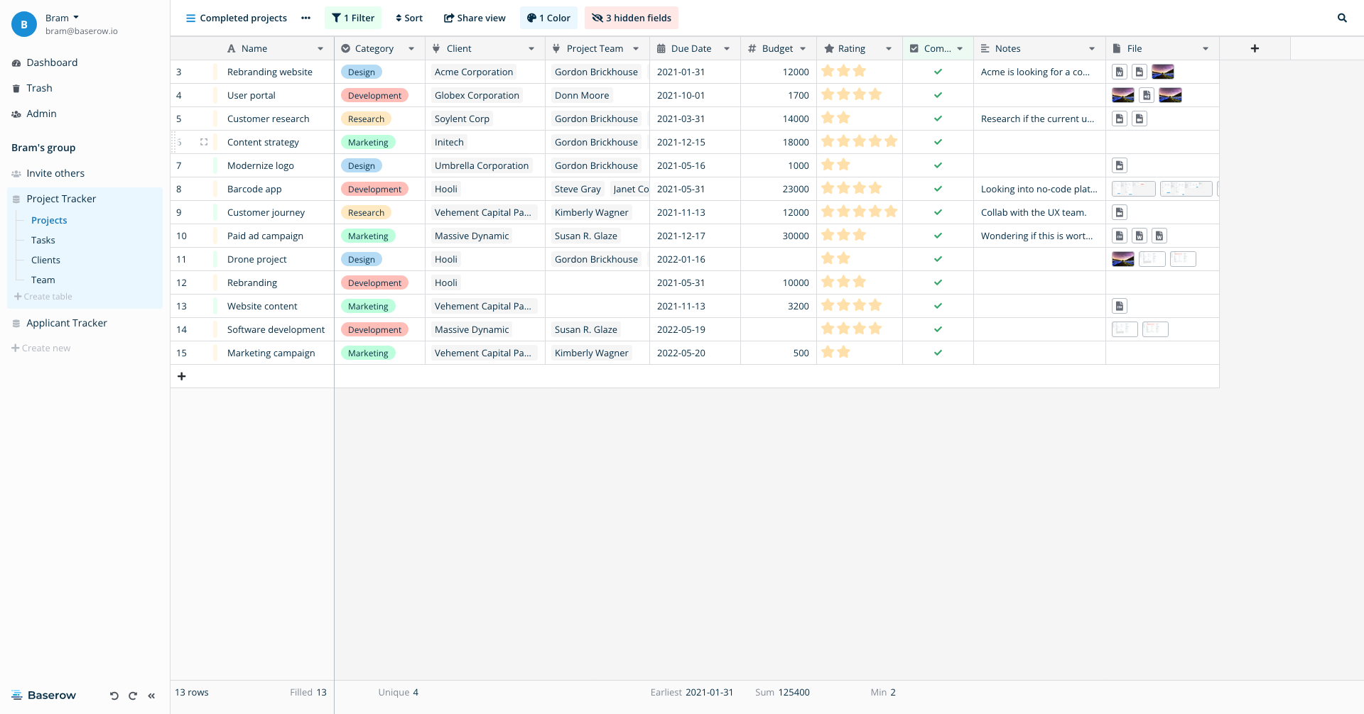 Baserow screenshot 1