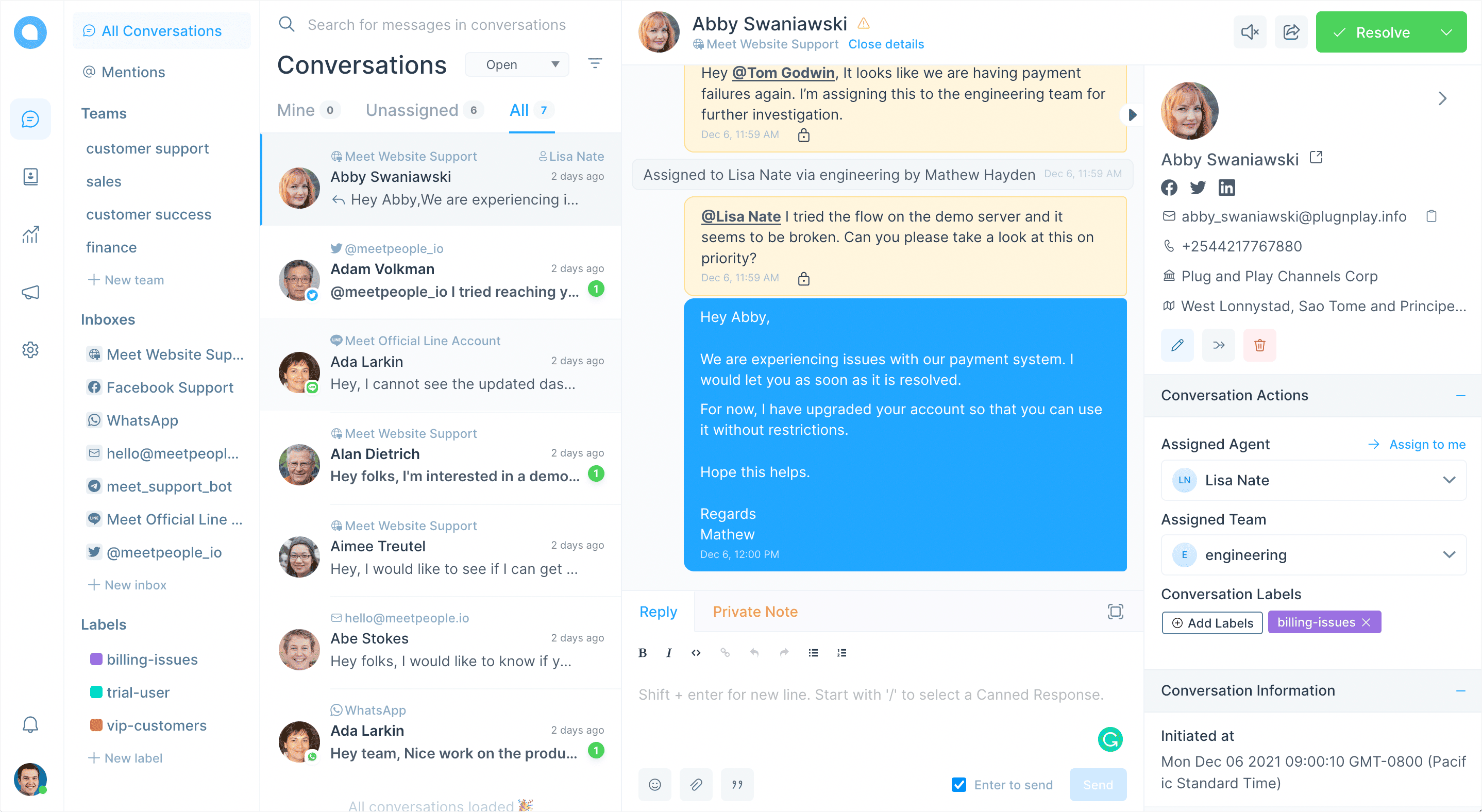 Chatwoot screenshot 1