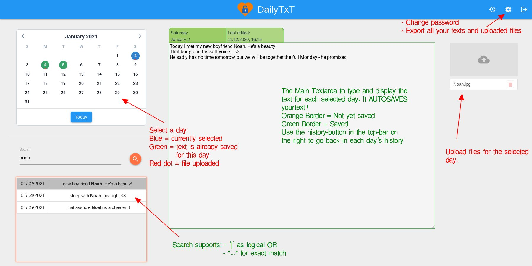 DailyTxT screenshot 1