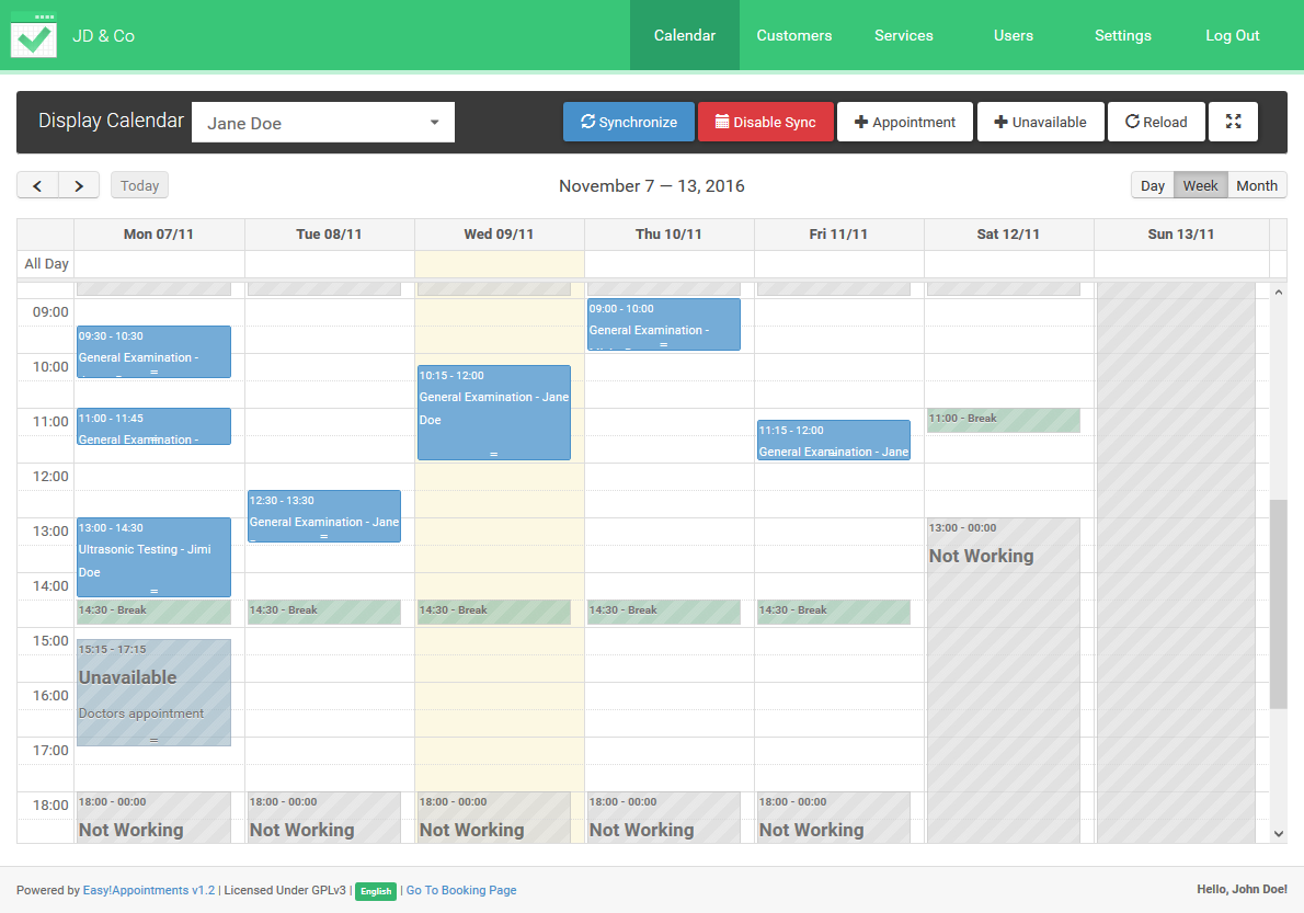 EasyAppointments screenshot 1