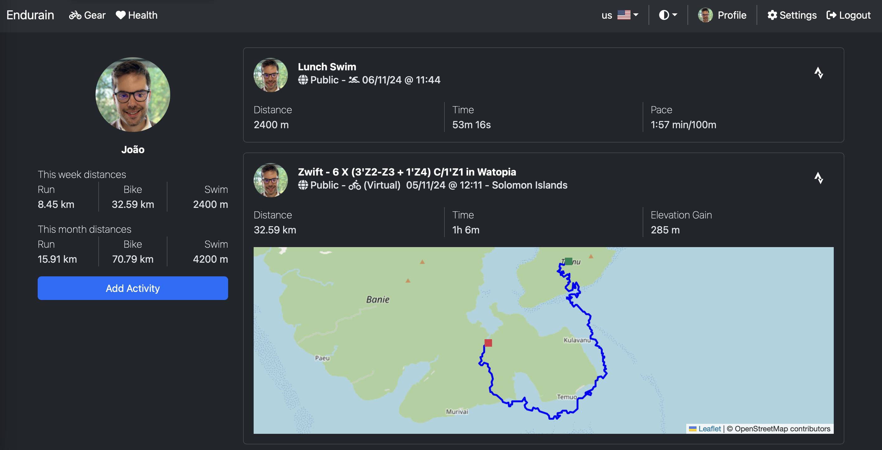 Endurain screenshot 1