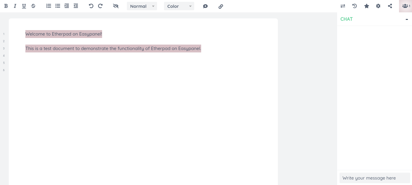 Etherpad screenshot 1