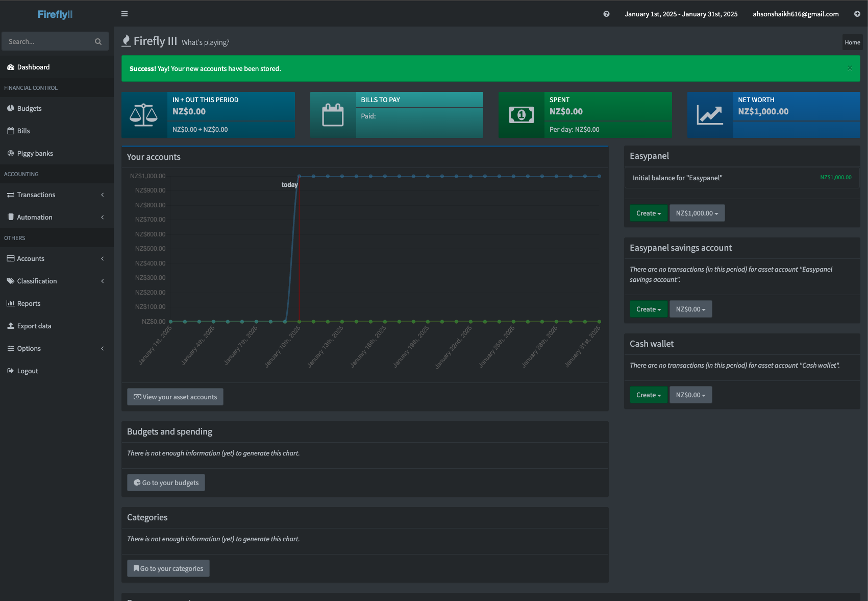 FireFlyIII screenshot 1