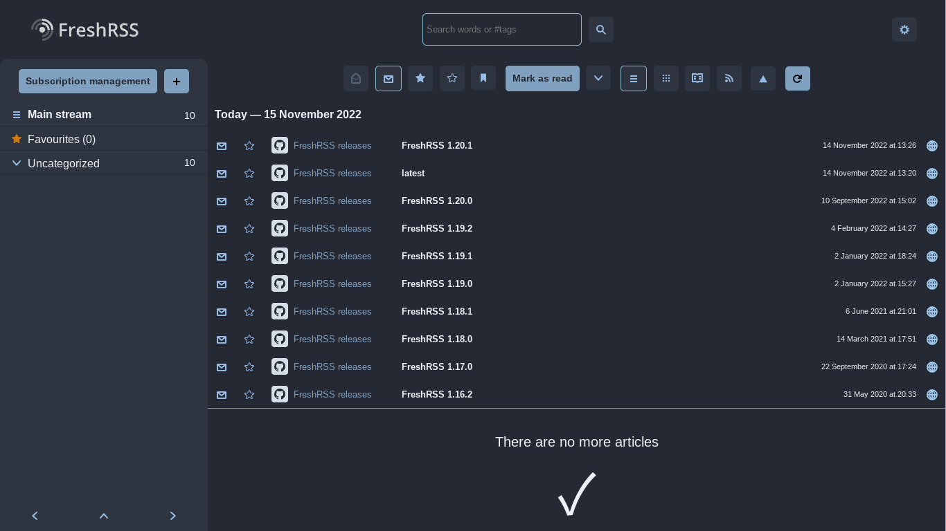 Freshrss screenshot 1