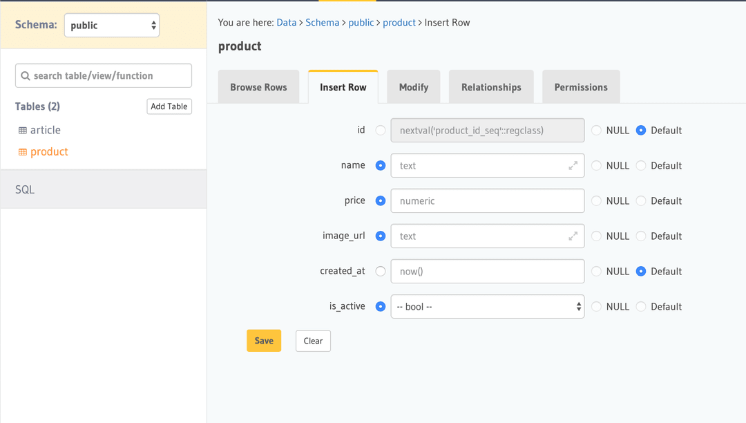 Hasura screenshot 1