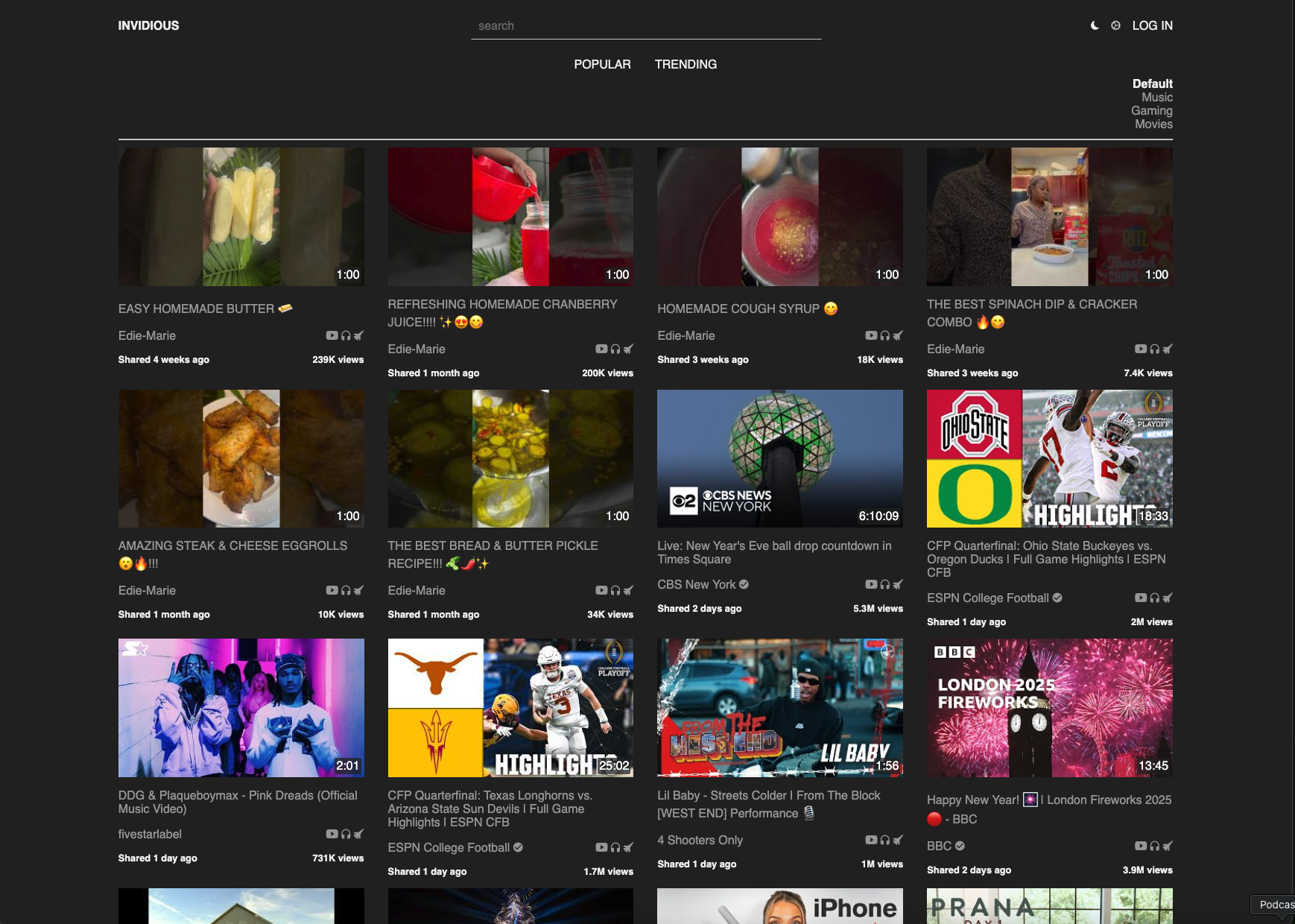 Invidious screenshot 1
