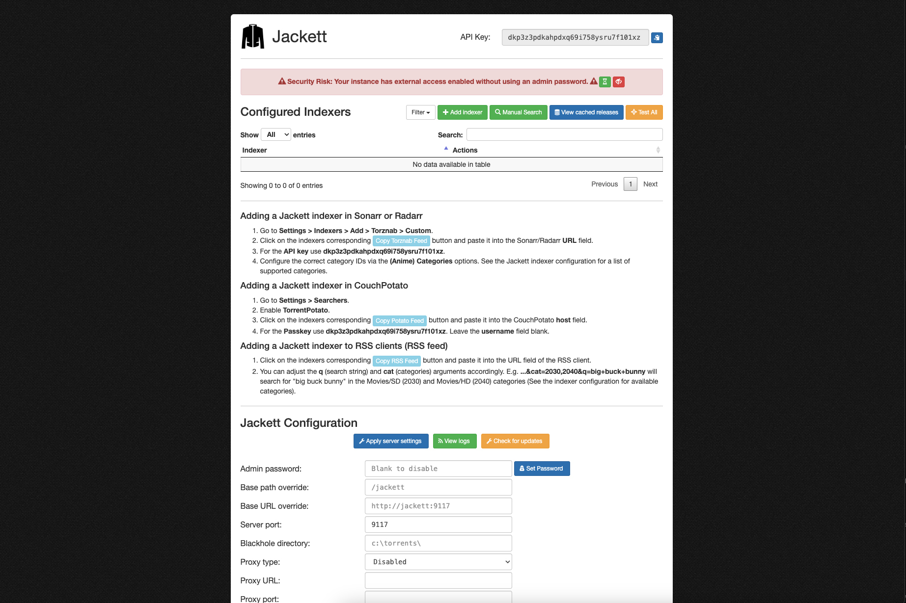 Jackett screenshot 1
