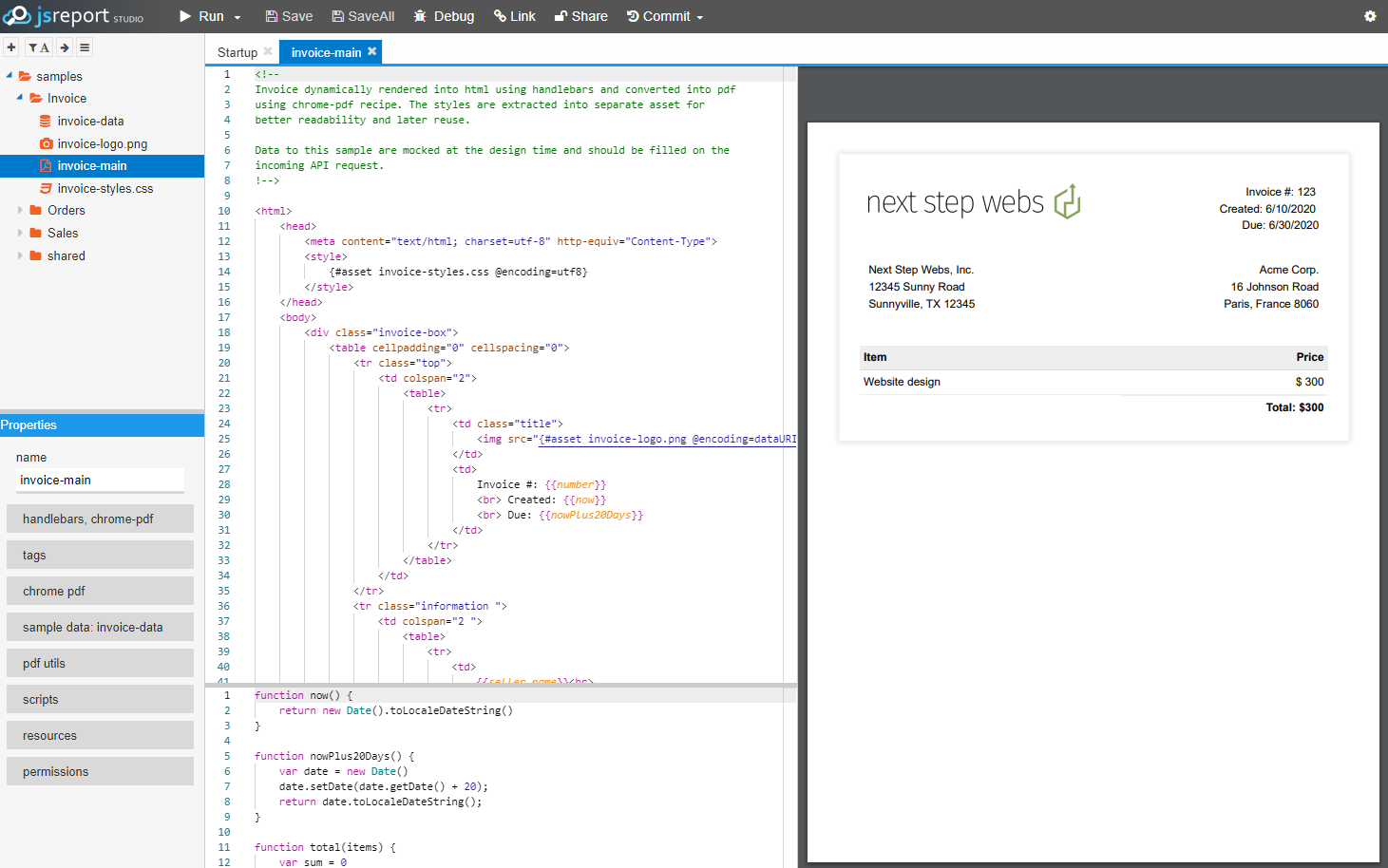 JSReport screenshot 1