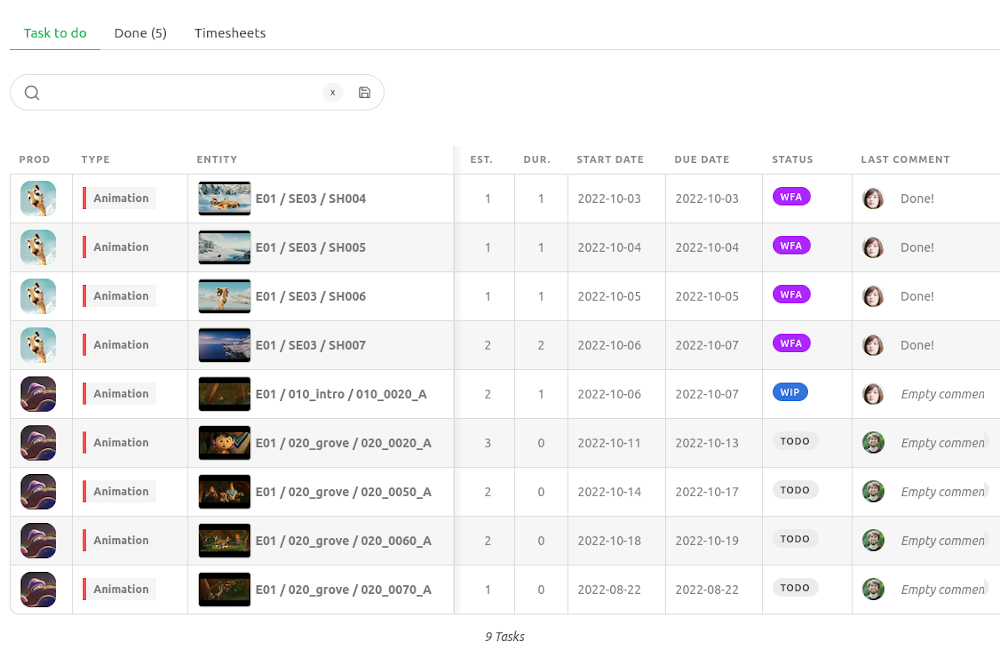Kitsu screenshot 2