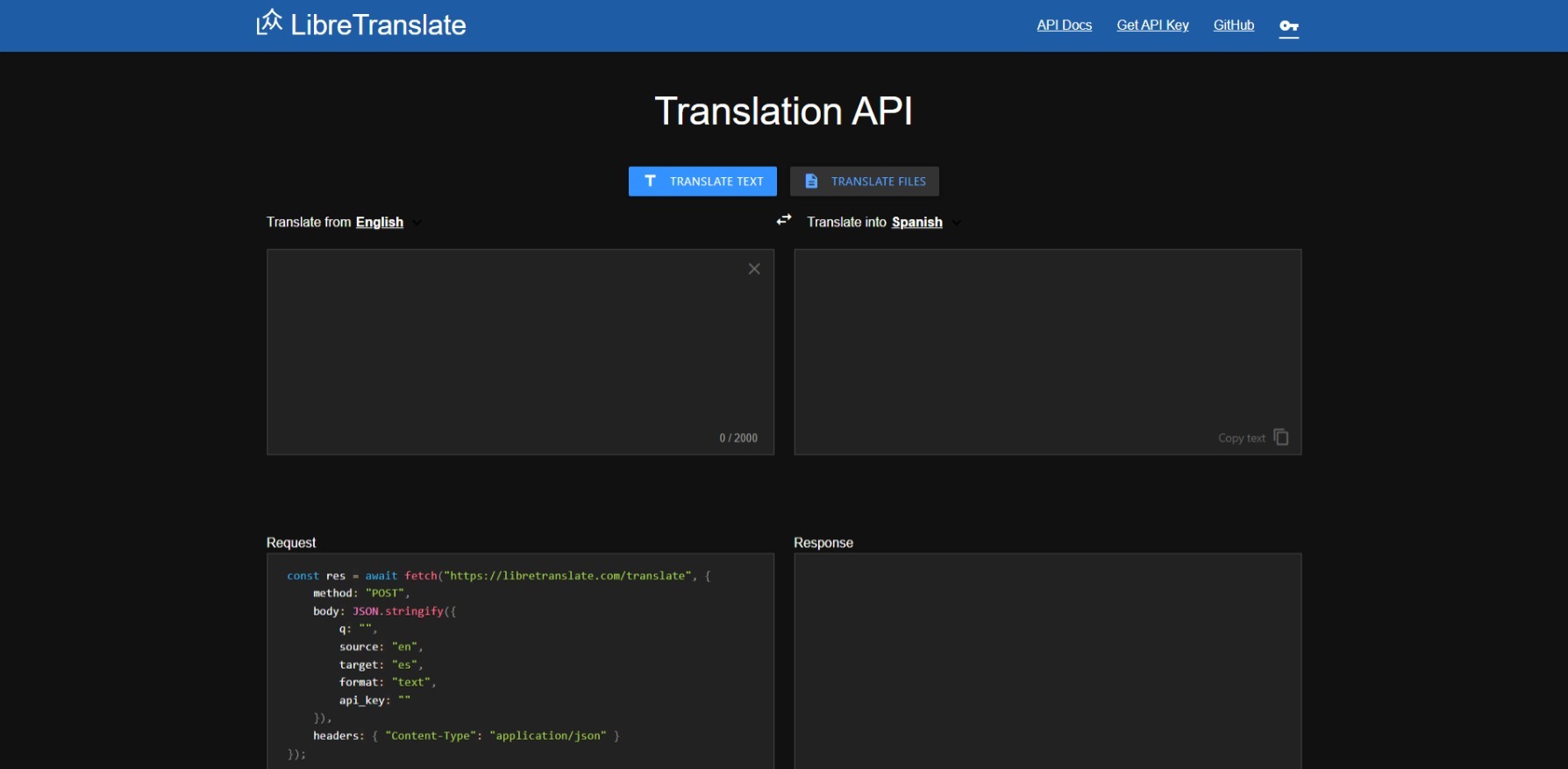 LibreTranslate screenshot 1