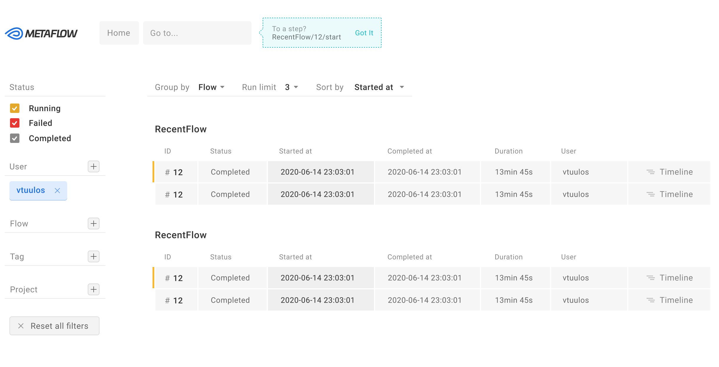 Metaflow screenshot 1