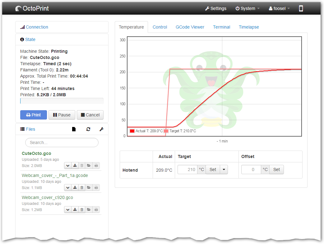 OctoPrint screenshot 1