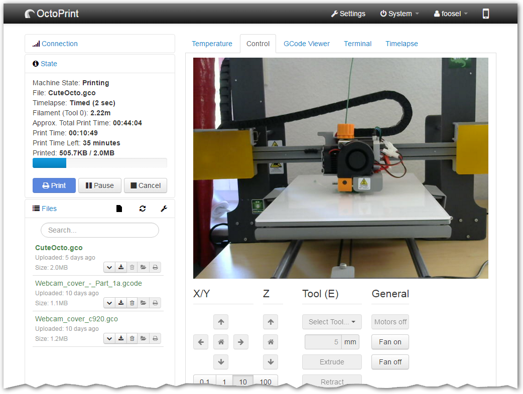 OctoPrint screenshot 2