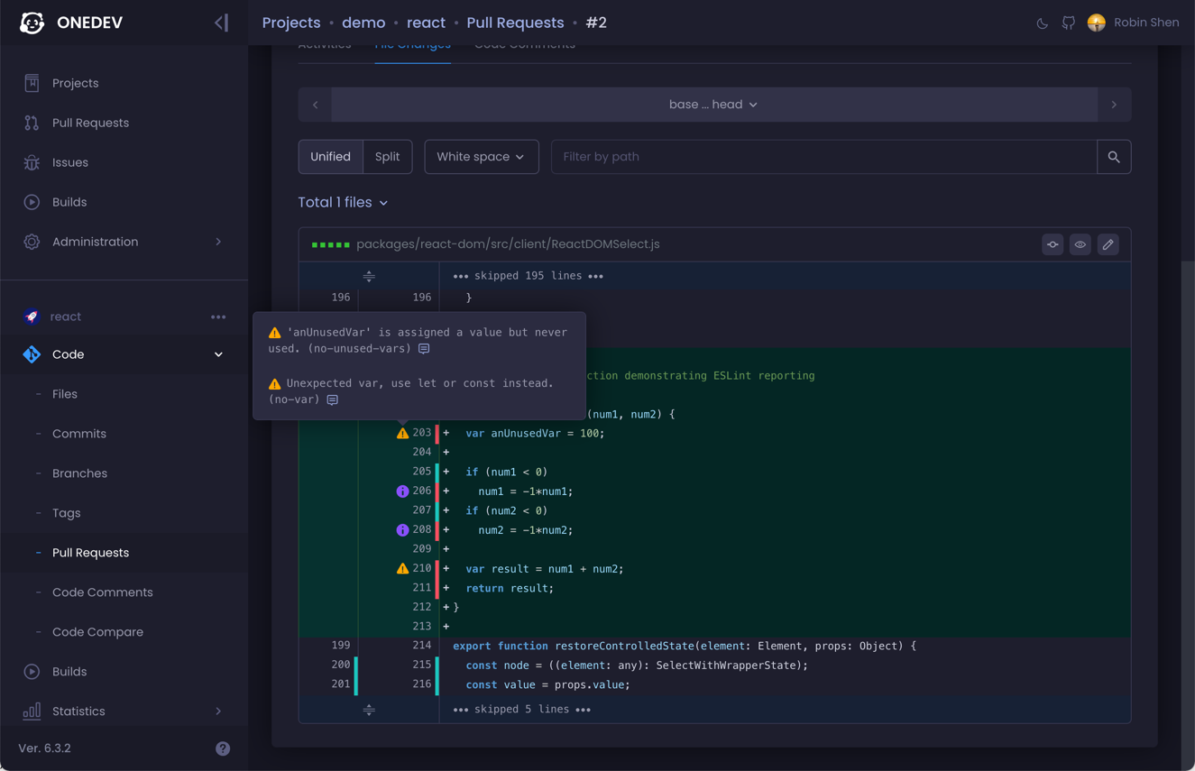 OneDev screenshot 1