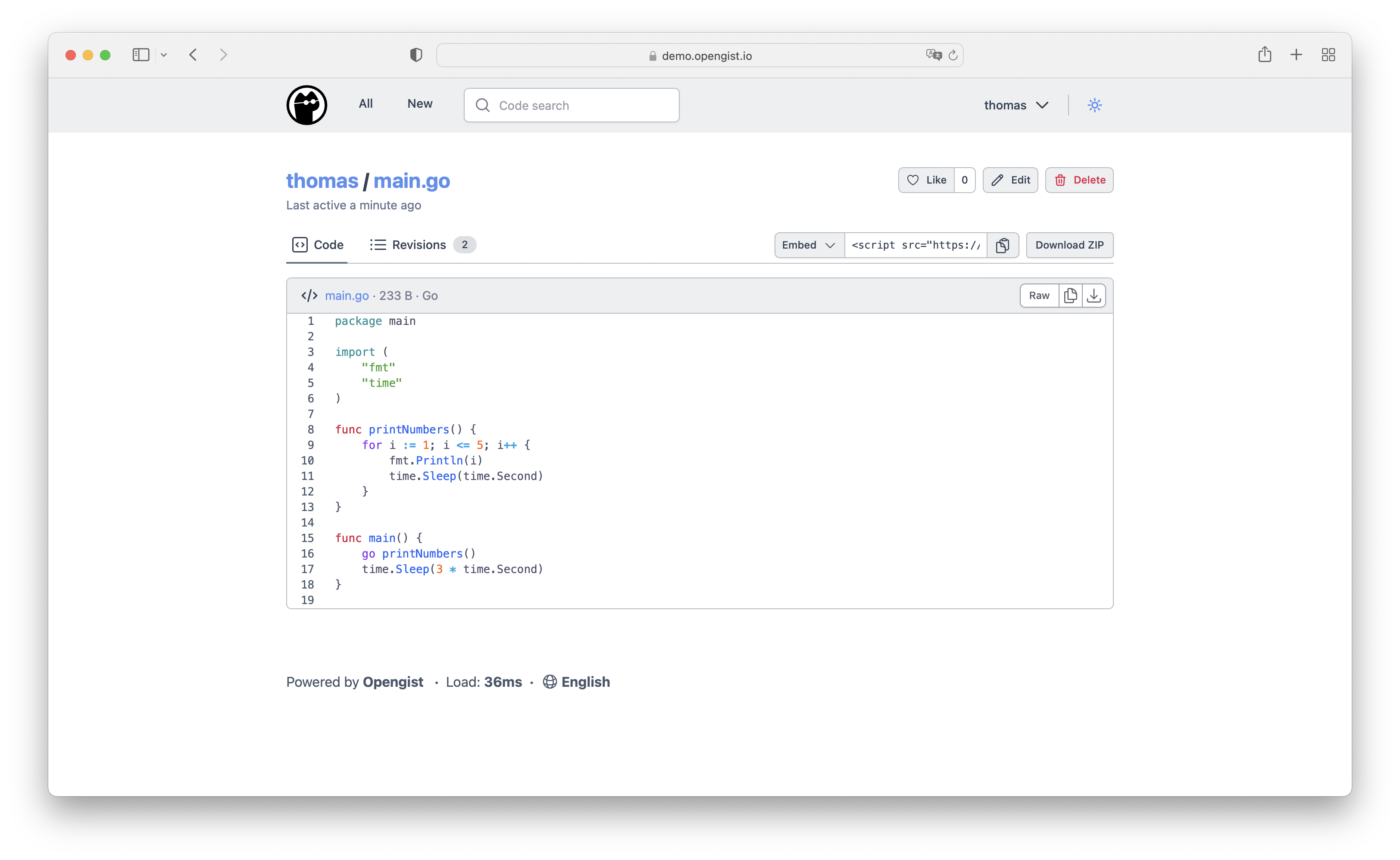 OpenGist screenshot 1