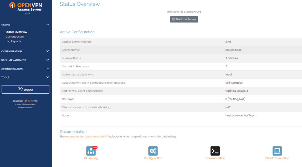 OpenVPN Access Server screenshot 1
