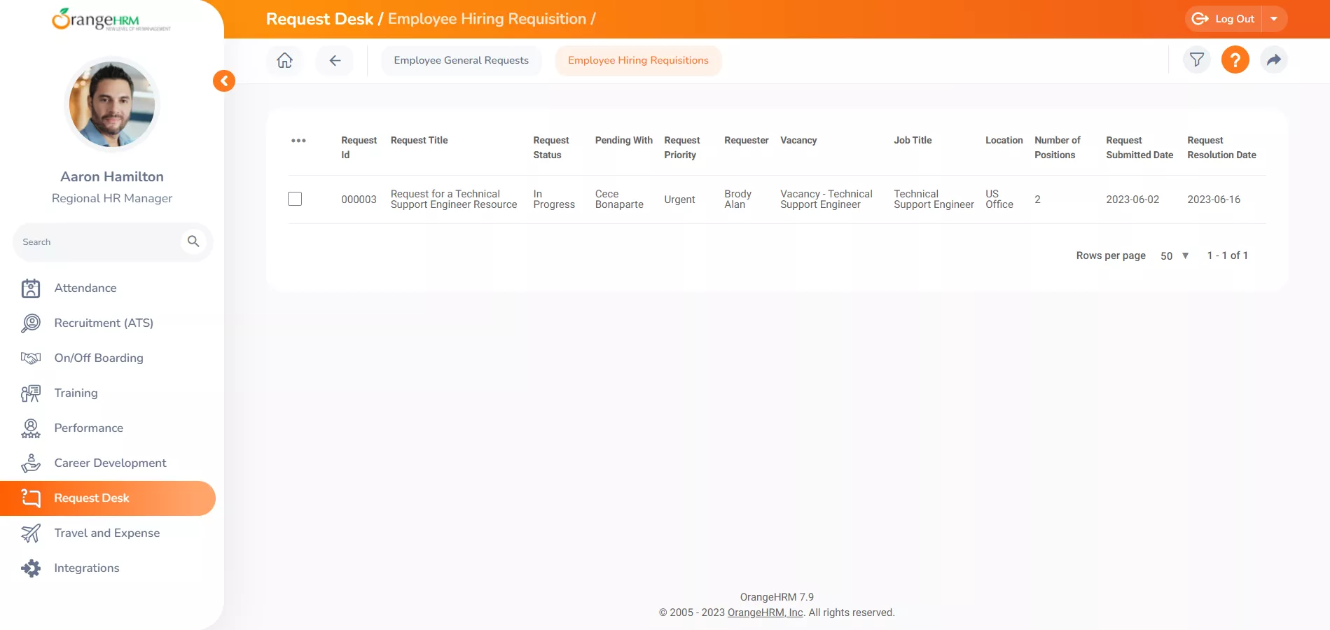 OrangeHRM screenshot 1