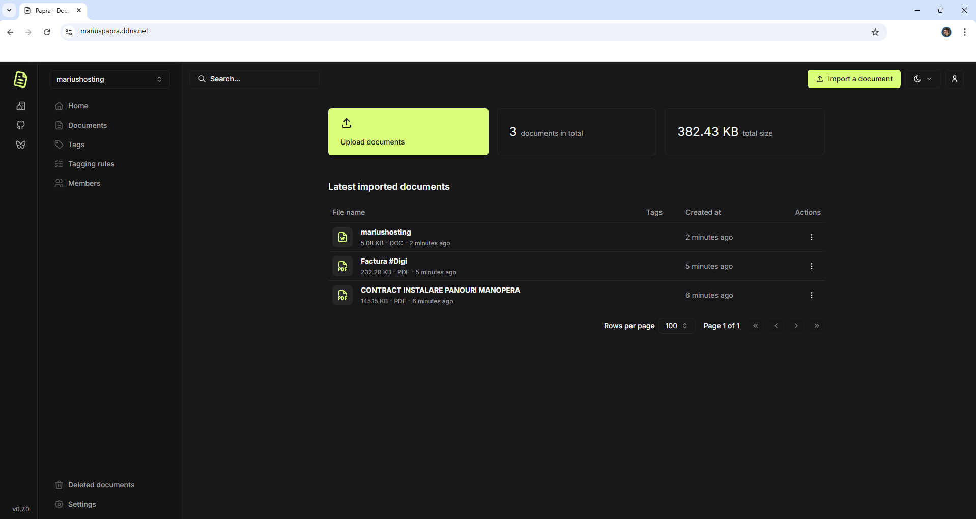 Papra screenshot 1