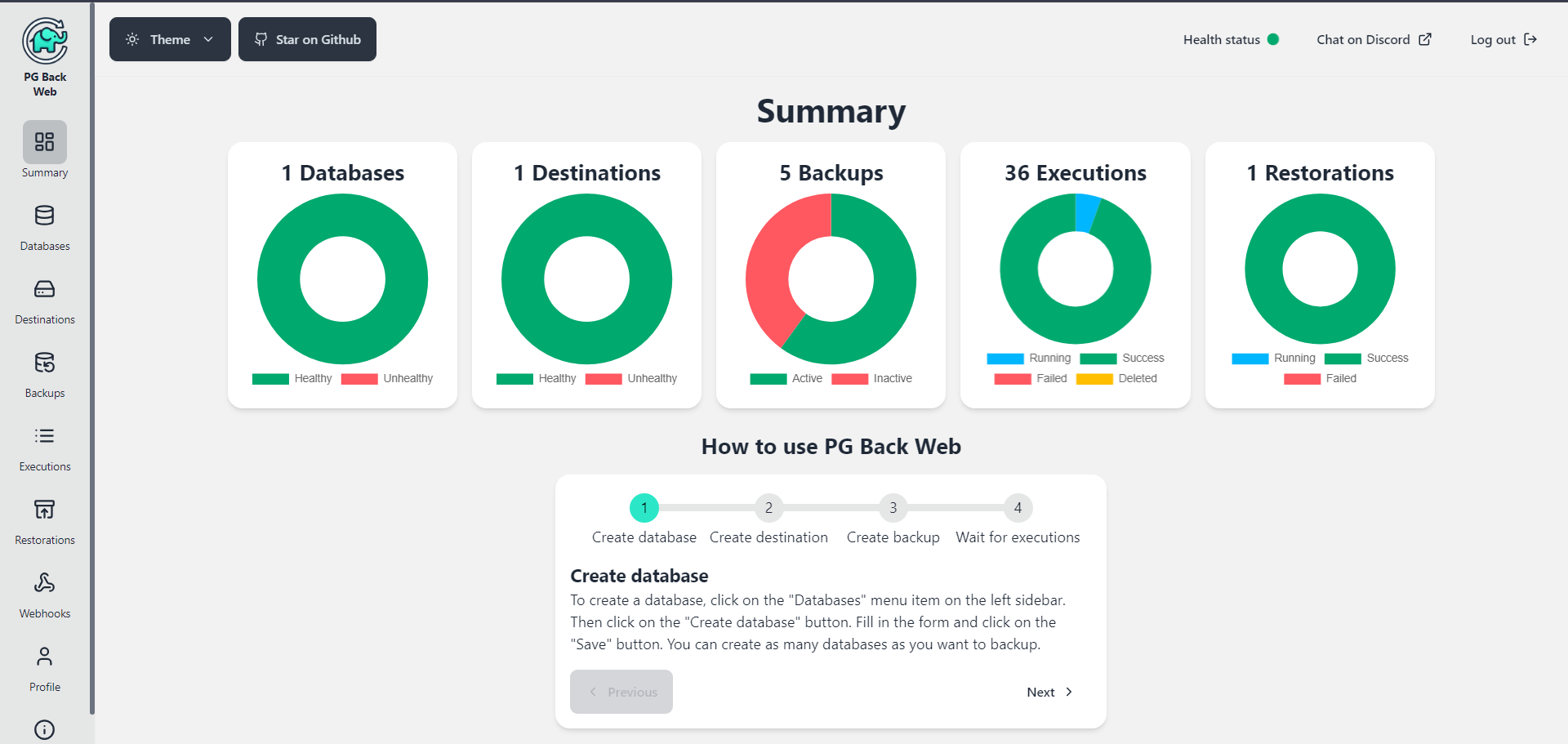 PgBackWeb screenshot 1