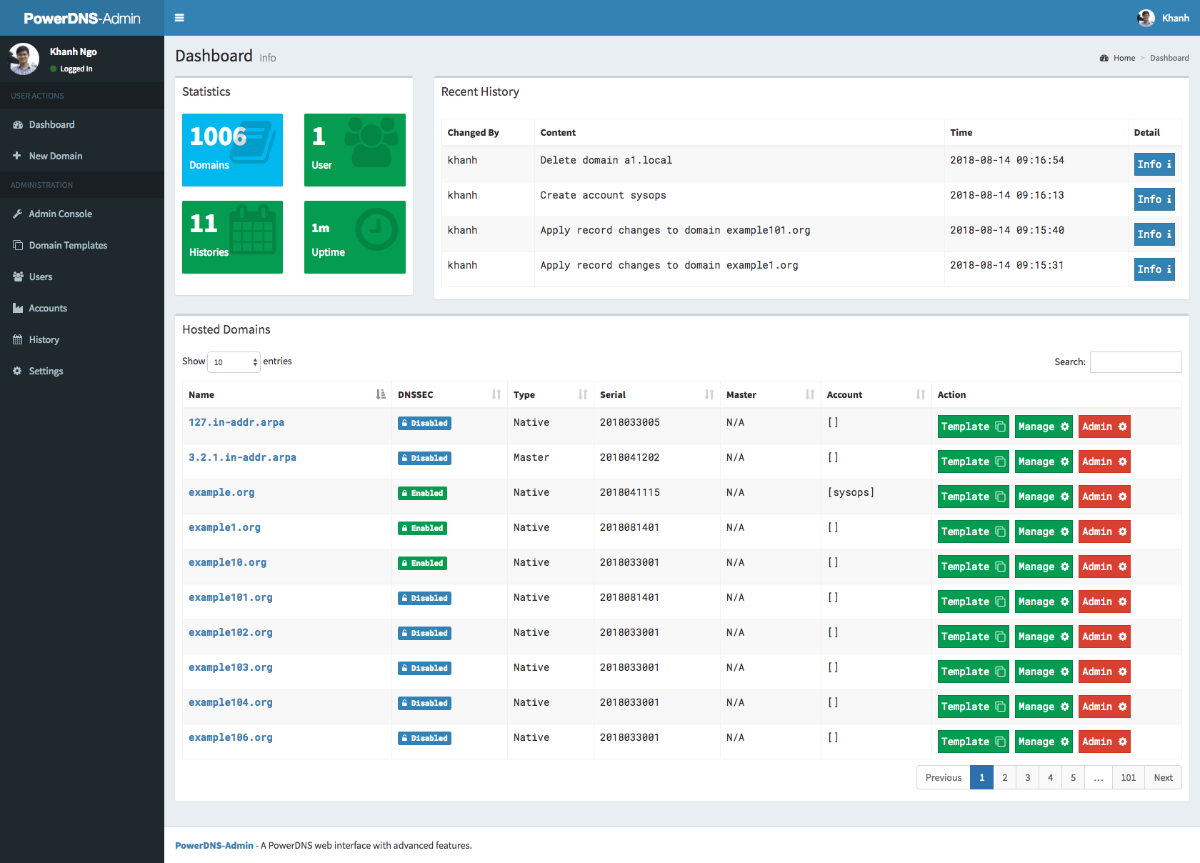 PowerDNS-Admin screenshot 1