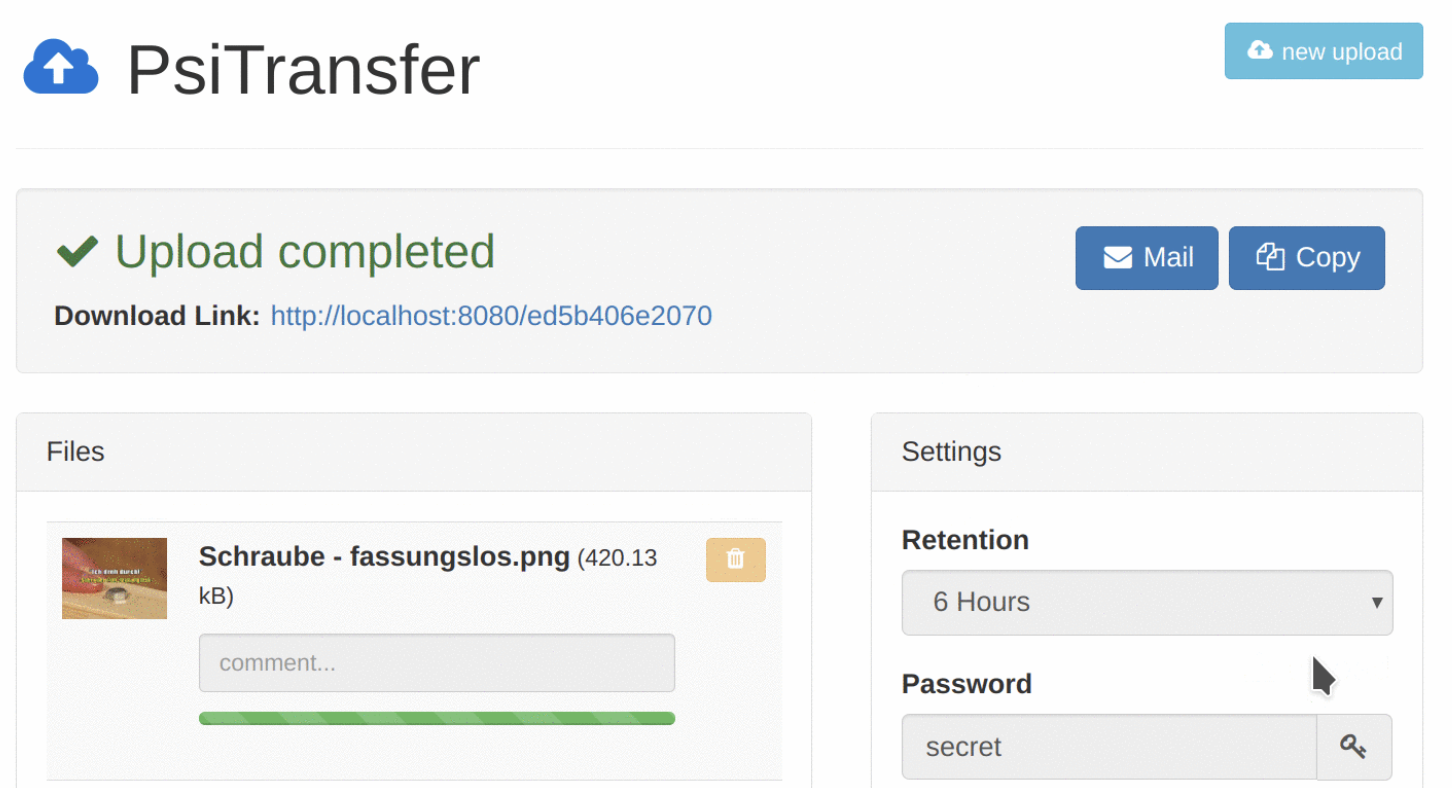 PsiTransfer screenshot 1