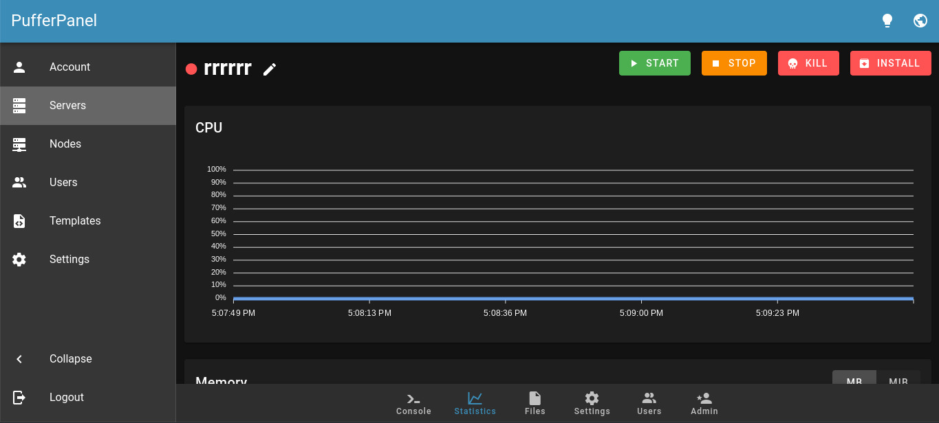Pufferpanel screenshot 3