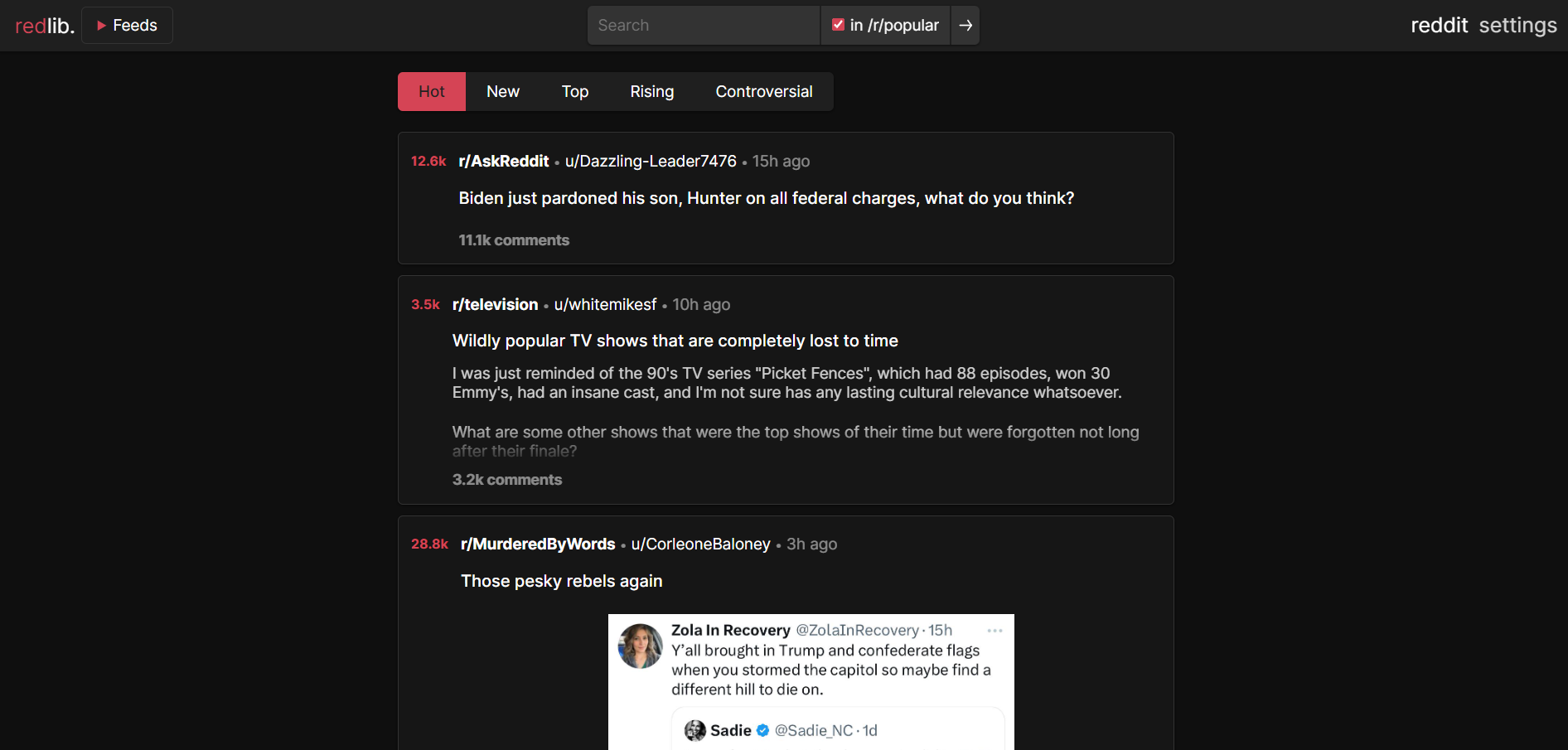 Redlib screenshot 1