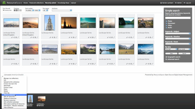 ResourceSpace screenshot 1