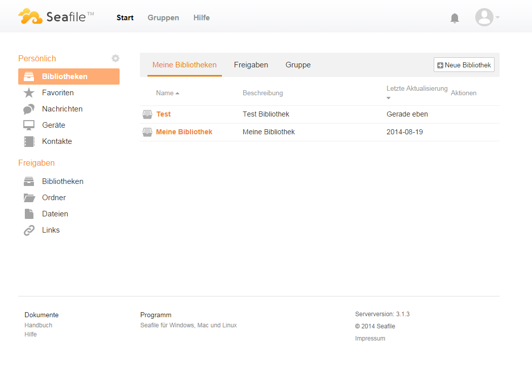 Seafile screenshot 1