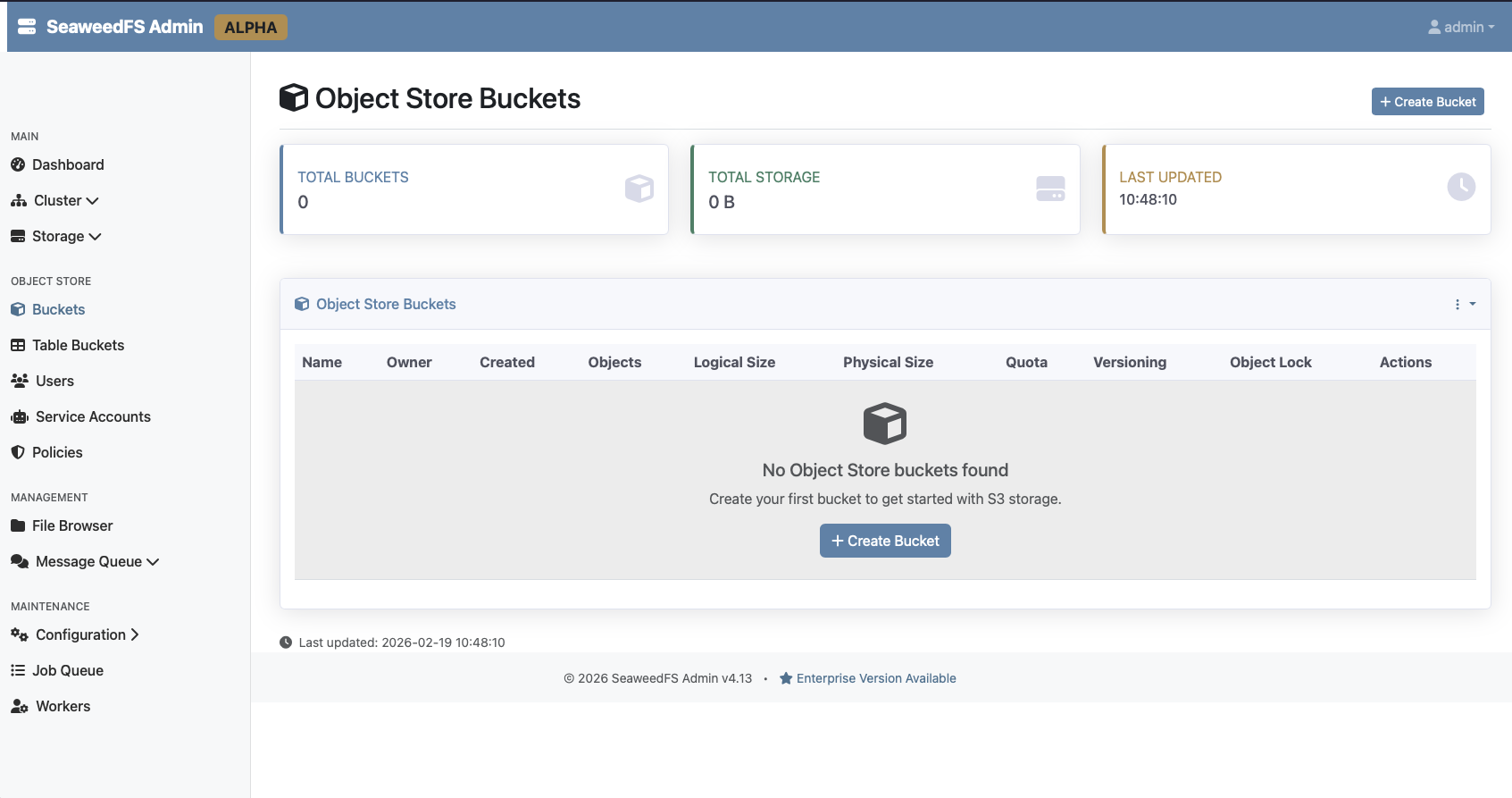 SeaweedFS screenshot 1