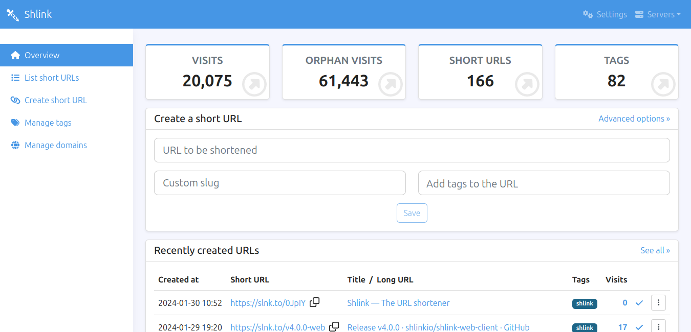 Shlink screenshot 1