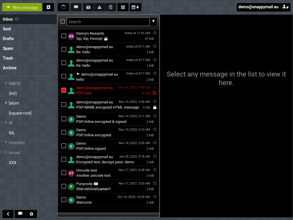 Snappymail screenshot 1