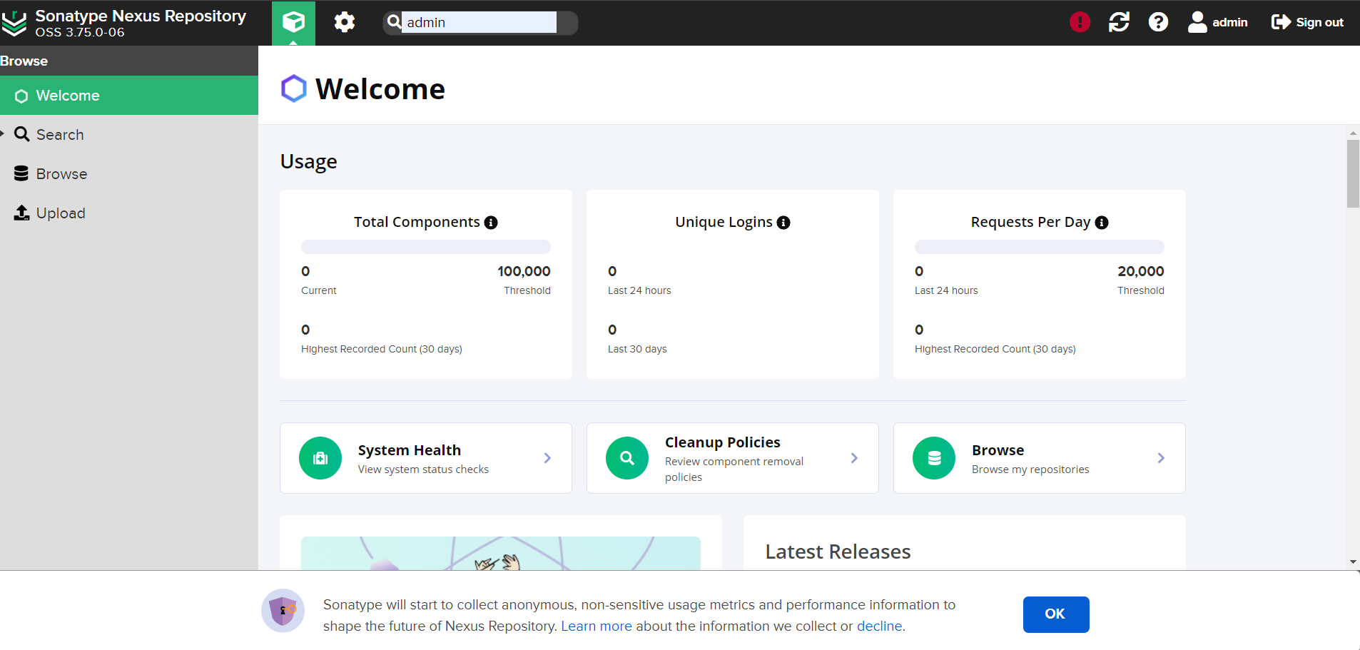 Sonatype Nexus screenshot 1