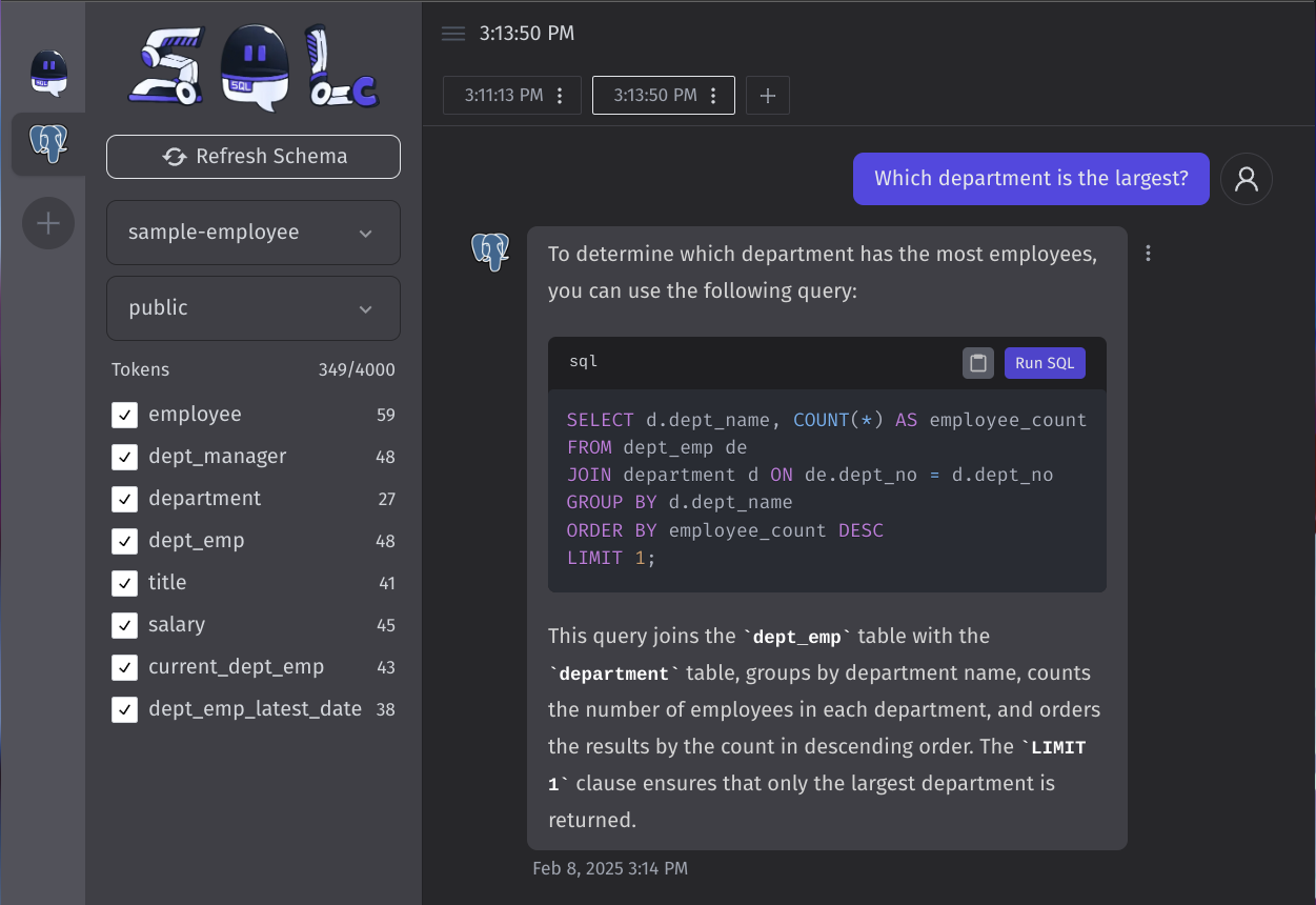 SQLChat screenshot 1