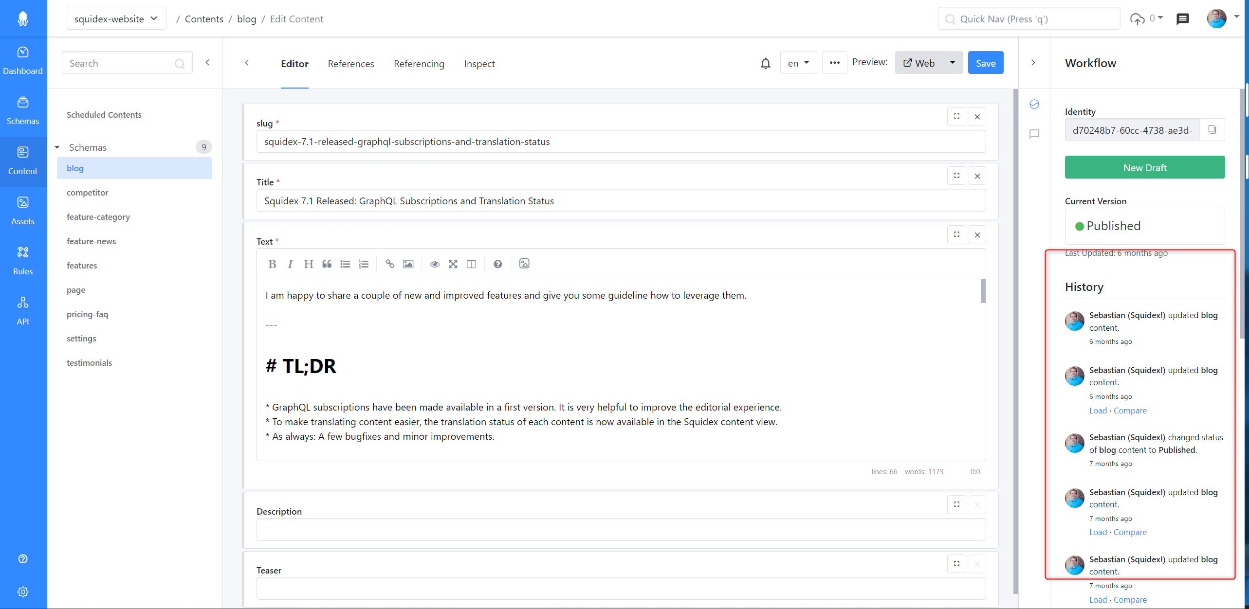 Squidex screenshot 1