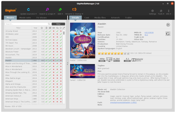 TinyMediaManager screenshot 1