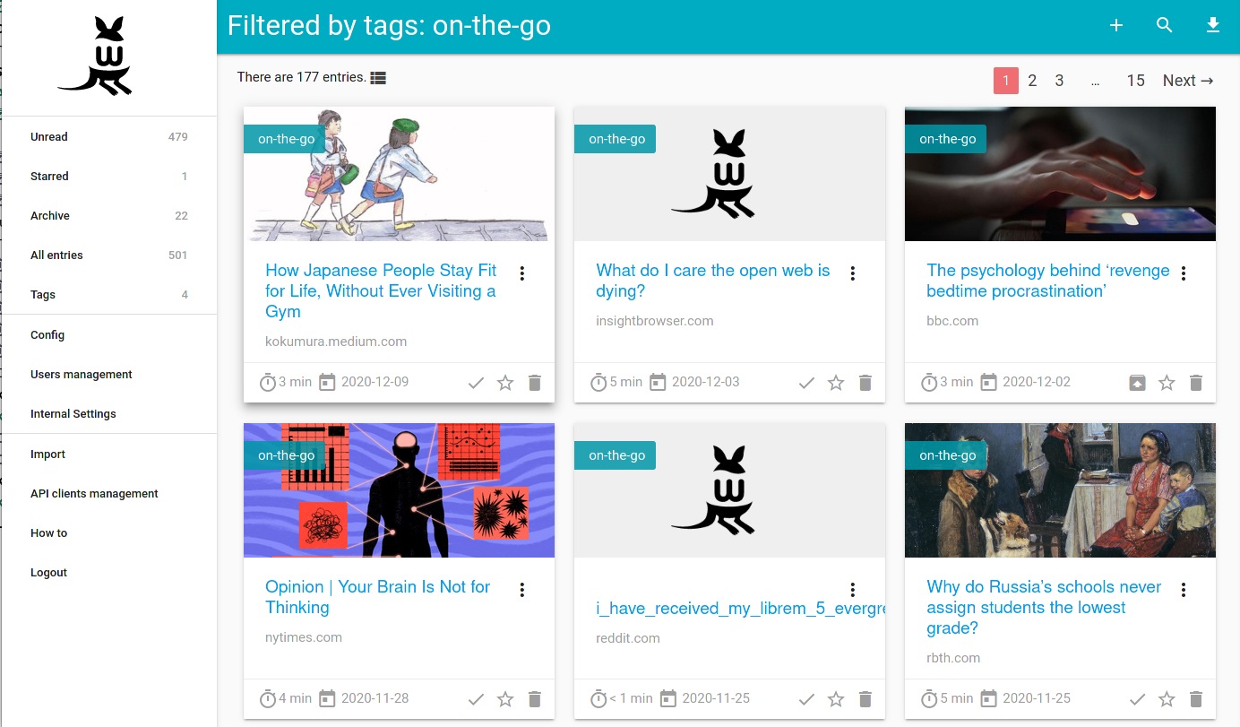 Wallabag screenshot 1
