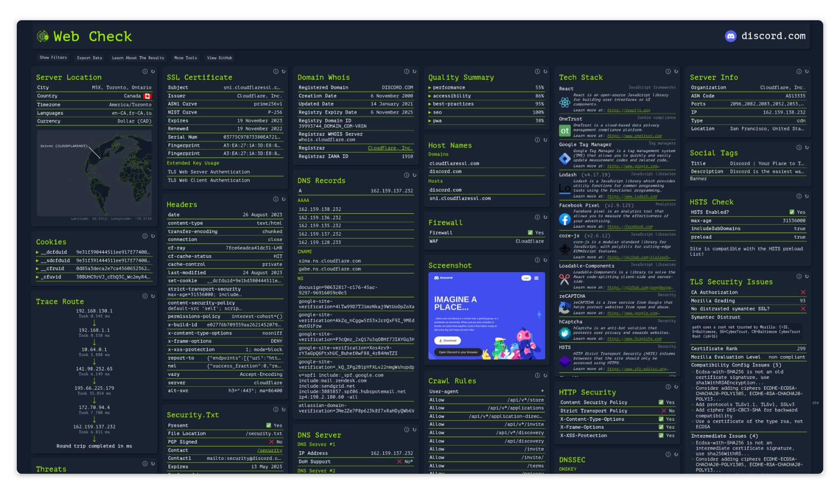 Web-Check screenshot 1