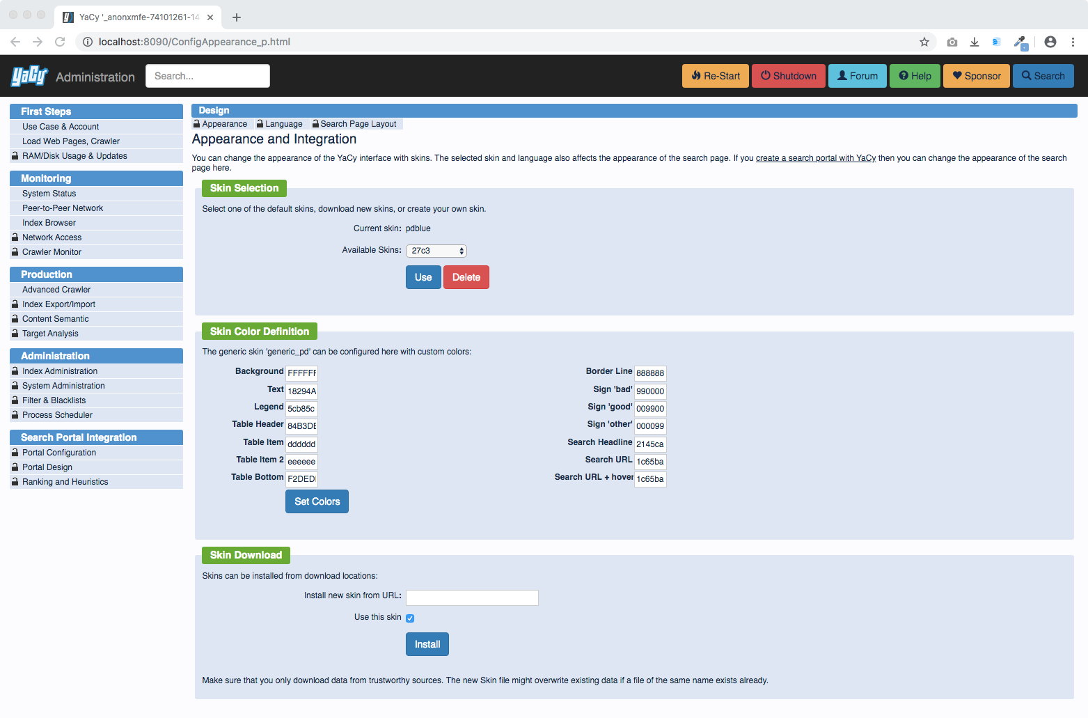 YaCy screenshot 1