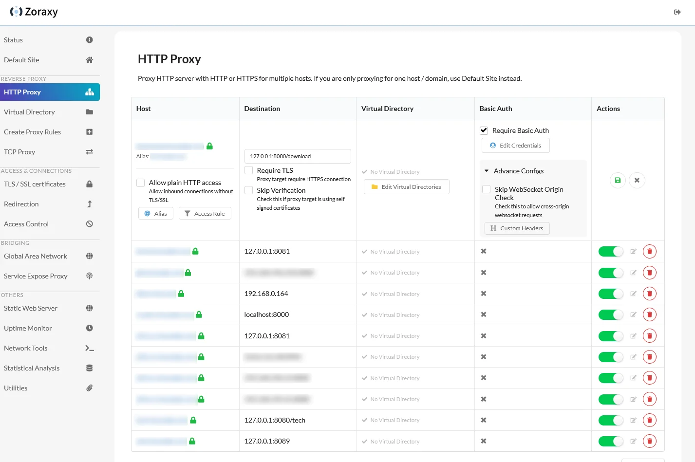 Zoraxy screenshot 1