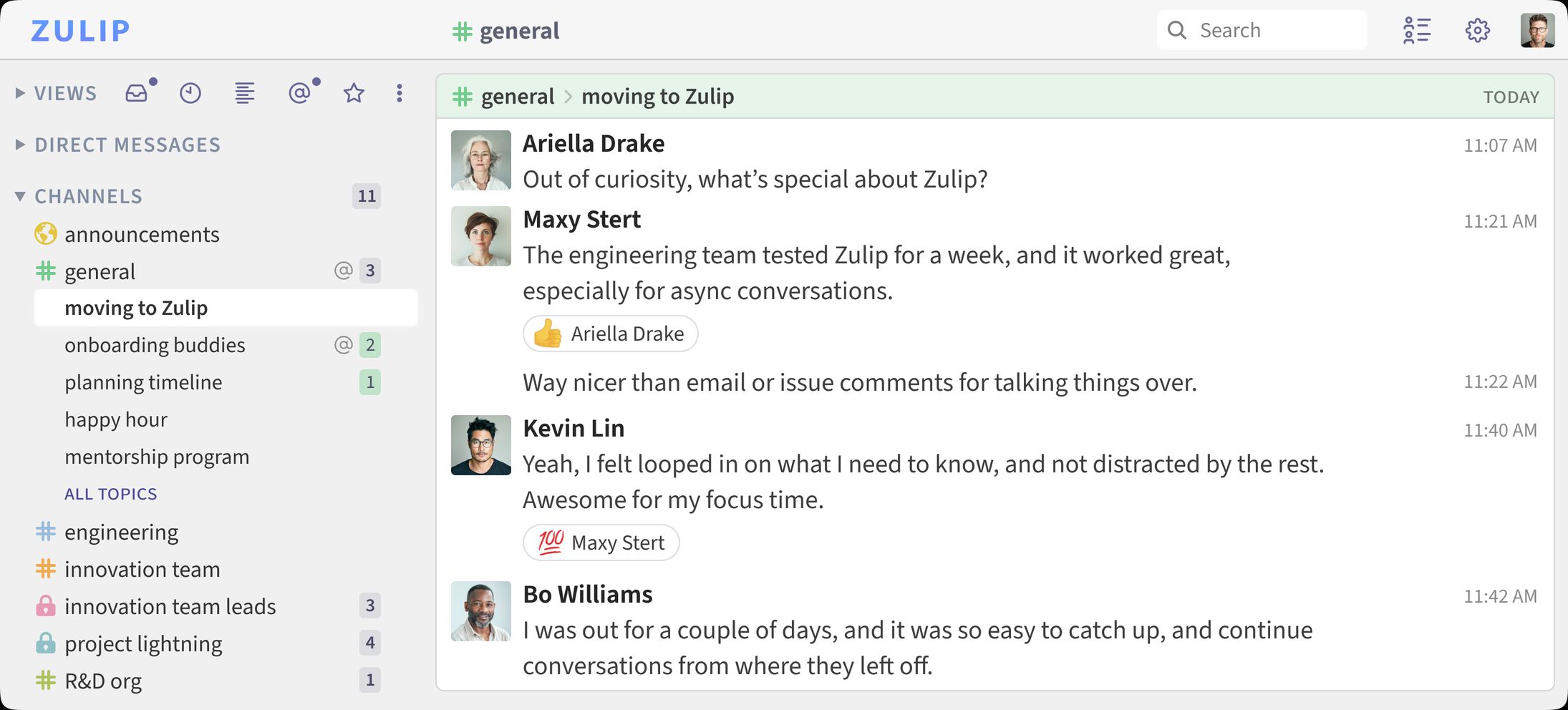 Zulip screenshot 1