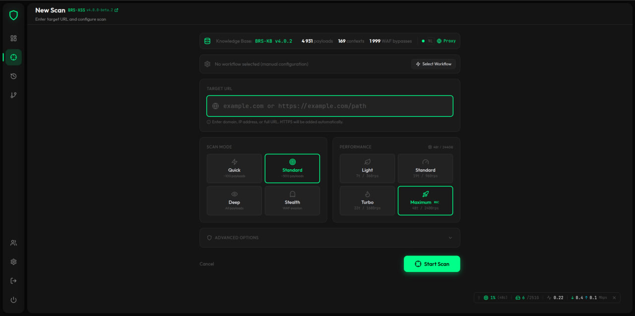 New Scan - Configuration