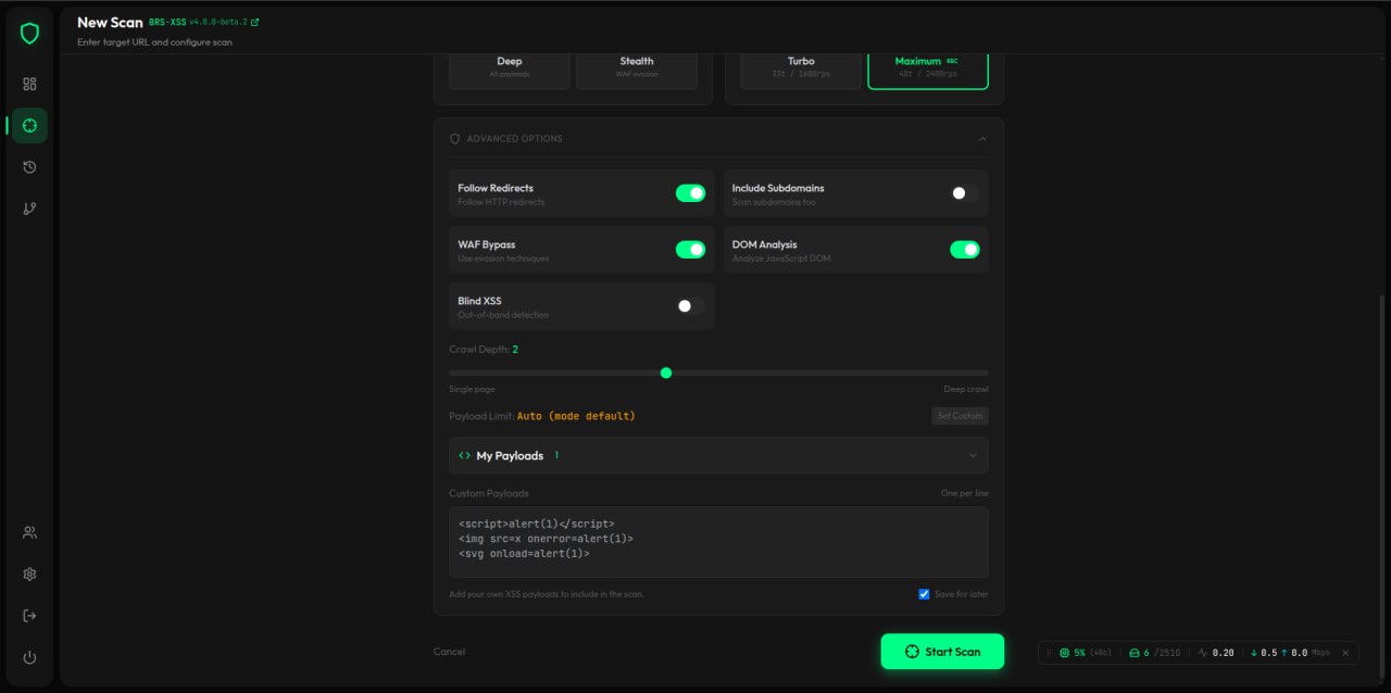 New Scan - Advanced Options