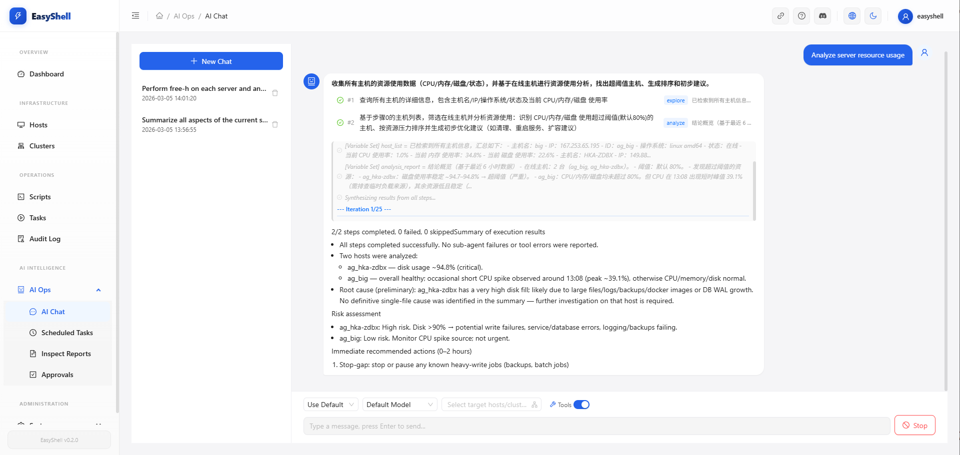 AI Task Orchestration — multi-step execution plan with analysis