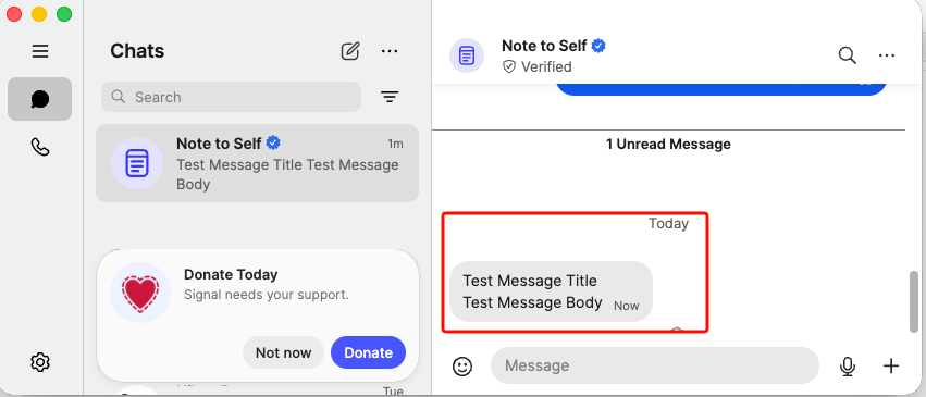Signal Message Received