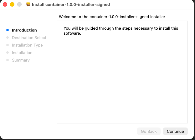 Apple container install 01