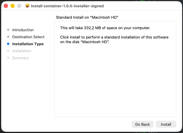 Apple container install 02