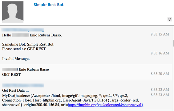 Screen capture of Simple Rest Bot