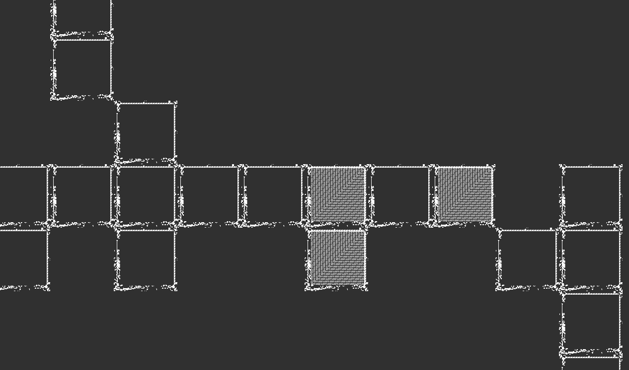 A close-up view of a part of the ROM module in the Conway's Game of Life version.